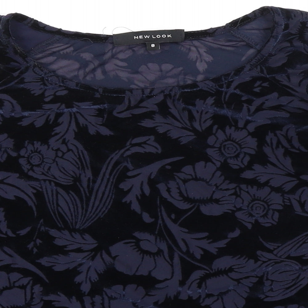 Womens UK Size 8 New Look Blue Basic Blouse