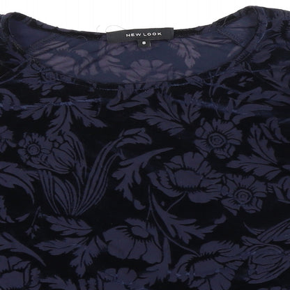 Womens UK Size 8 New Look Blue Basic Blouse