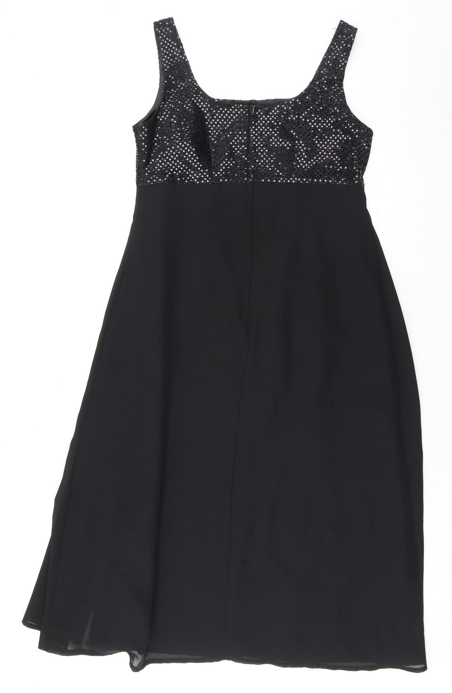 Berkertex Womens Black Nylon Tank Dress Size 12 Round Neck Zip