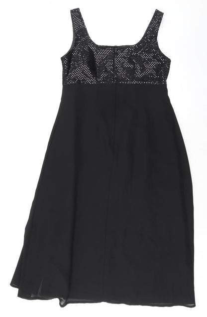 Berkertex Womens Black Nylon Tank Dress Size 12 Round Neck Zip