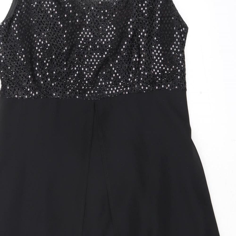 Berkertex Womens Black Nylon Tank Dress Size 12 Round Neck Zip