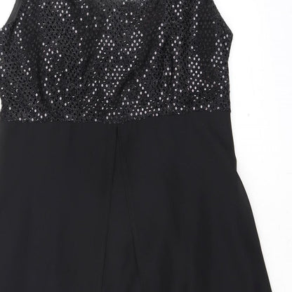 Berkertex Womens Black Nylon Tank Dress Size 12 Round Neck Zip