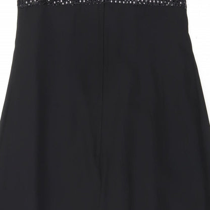 Berkertex Womens Black Nylon Tank Dress Size 12 Round Neck Zip