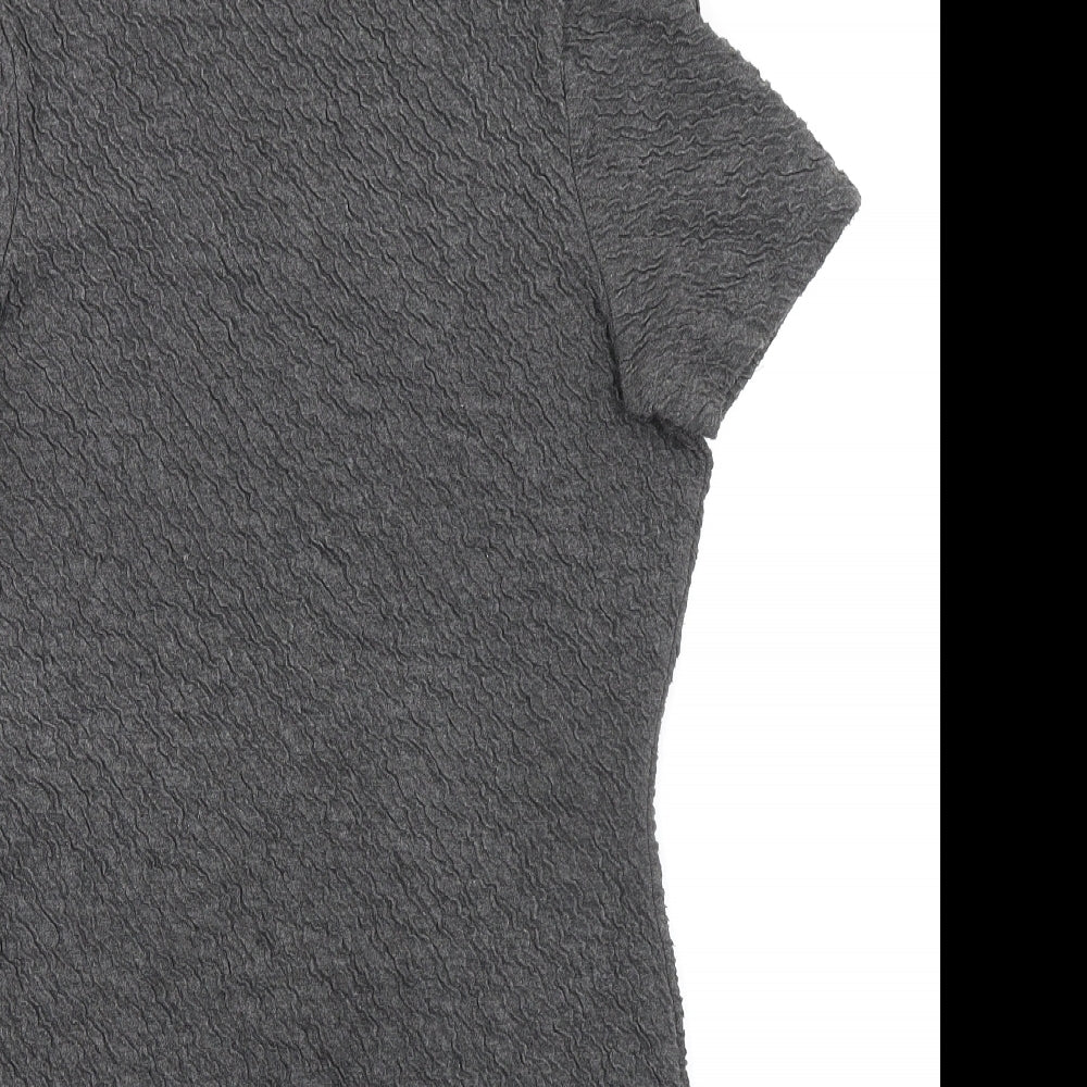 French Connection Womens Grey Polyester T-Shirt Dress Size 12 Mock Neck Zip