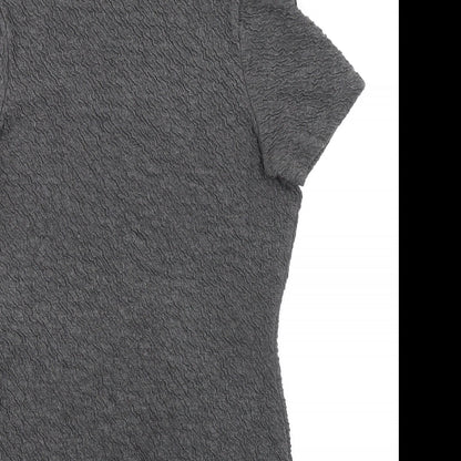 French Connection Womens Grey Polyester T-Shirt Dress Size 12 Mock Neck Zip