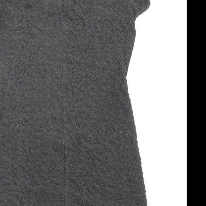 French Connection Womens Grey Polyester T-Shirt Dress Size 12 Mock Neck Zip