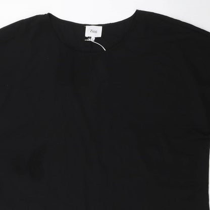Zizzi Womens Black Polyester T-Shirt Dress Size M Round Neck Pullover