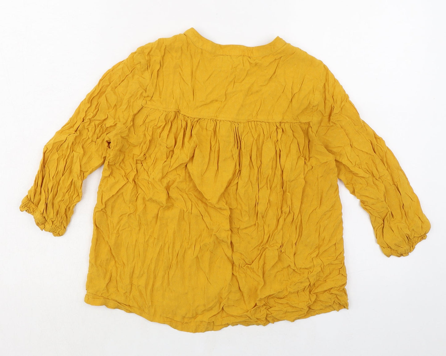 John Lewis Womens Yellow Polyester Basic Button-Up Size 8 Round Neck