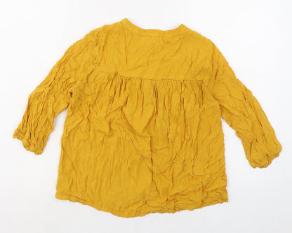 John Lewis Womens Yellow Polyester Basic Button-Up Size 8 Round Neck