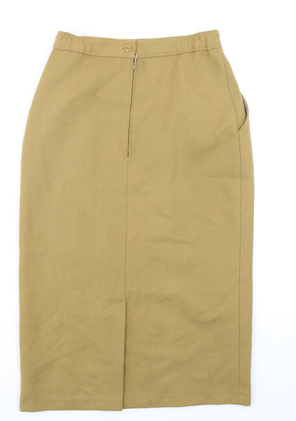 Telesport Womens Beige Wool Straight & Pencil Skirt Size 10 Zip