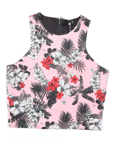 Womens UK Size S Cotton On Pink Cropped Tank