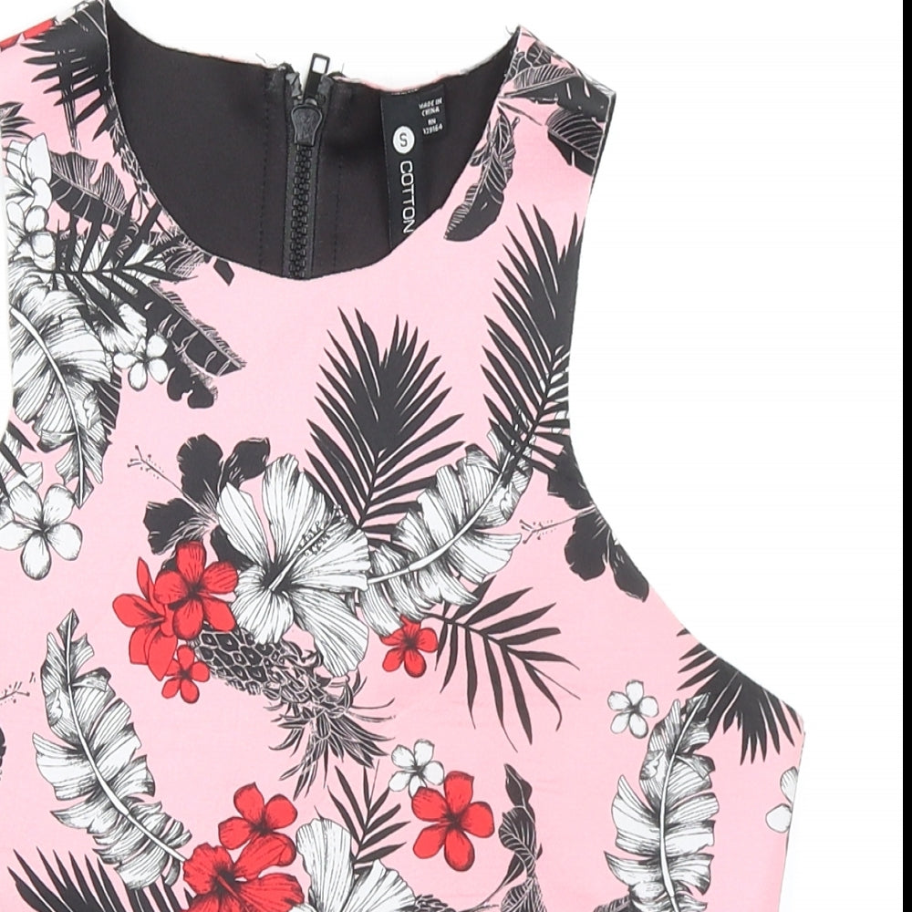 Womens UK Size S Cotton On Pink Cropped Tank