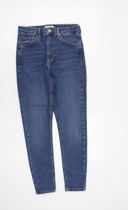 Topshop Womens Blue Cotton Skinny Jeans Size 28 in L30 in Regular Zip