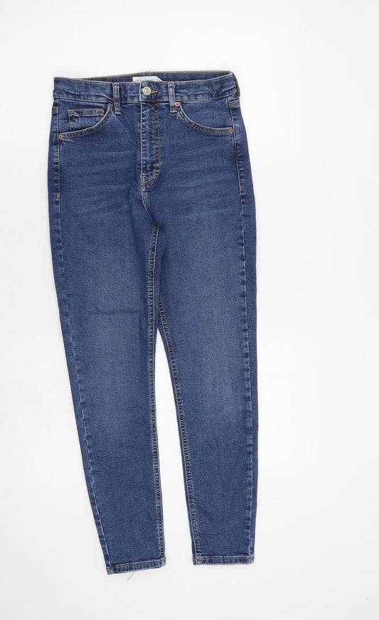 Topshop Womens Blue Cotton Skinny Jeans Size 28 in L30 in Regular Zip