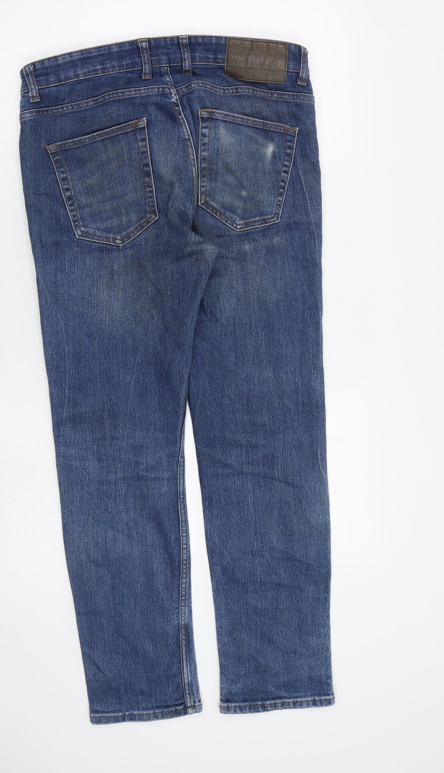 C&A Mens Blue Cotton Straight Jeans Size 32 in L30 in Slim Zip