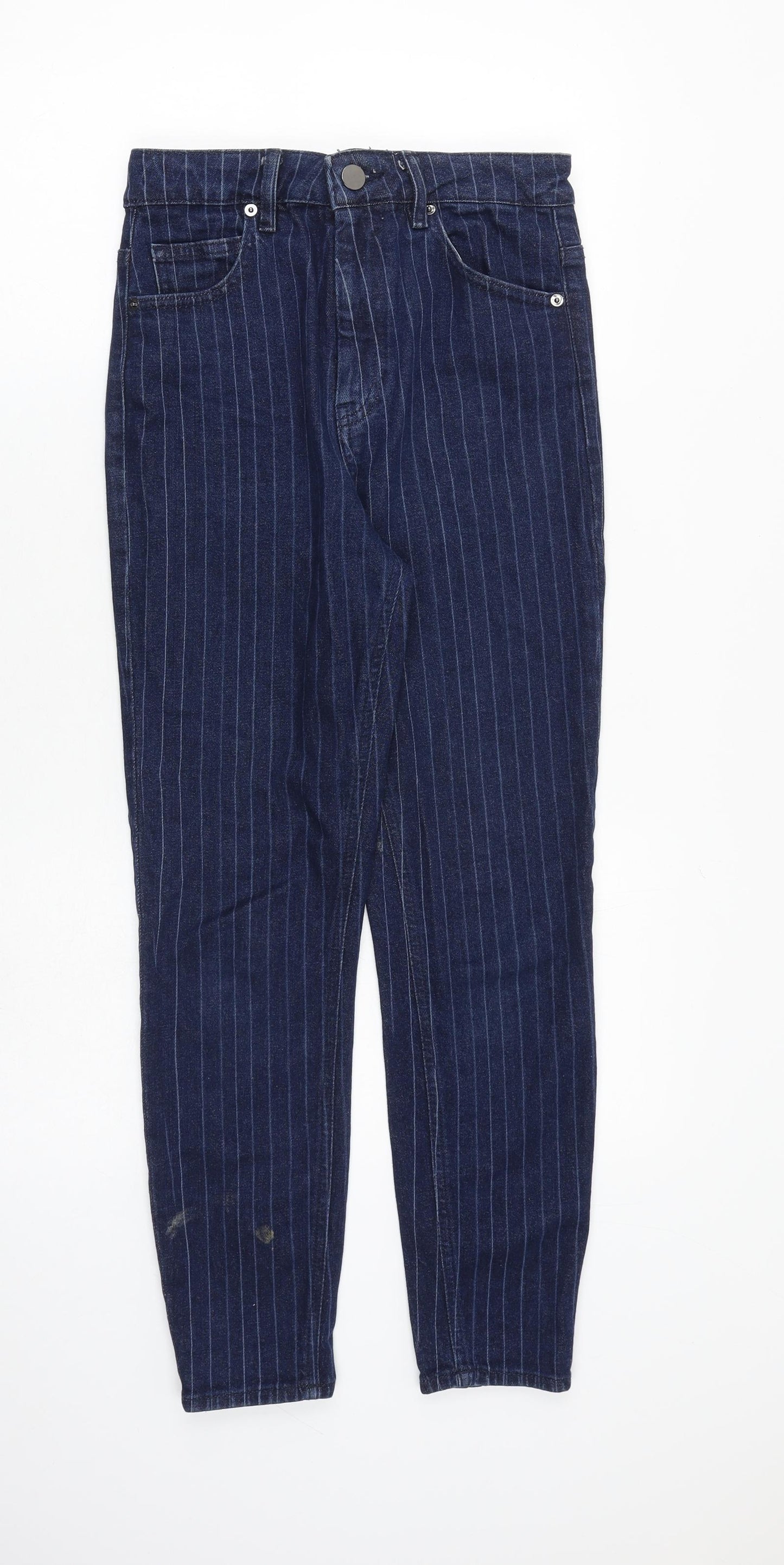 ASOS Womens Blue Striped Cotton Skinny Jeans Size 28 in L30 in Regular Zip