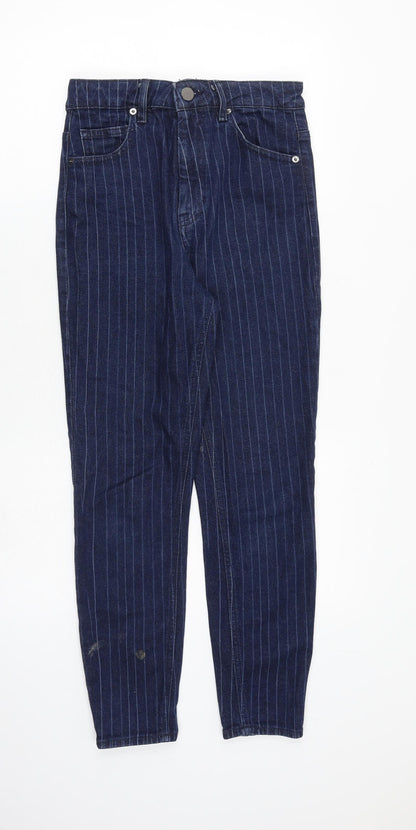 ASOS Womens Blue Striped Cotton Skinny Jeans Size 28 in L30 in Regular Zip
