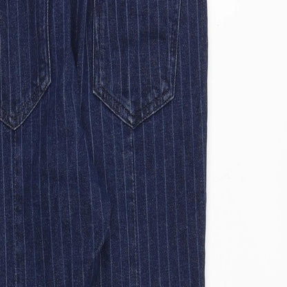 ASOS Womens Blue Striped Cotton Skinny Jeans Size 28 in L30 in Regular Zip