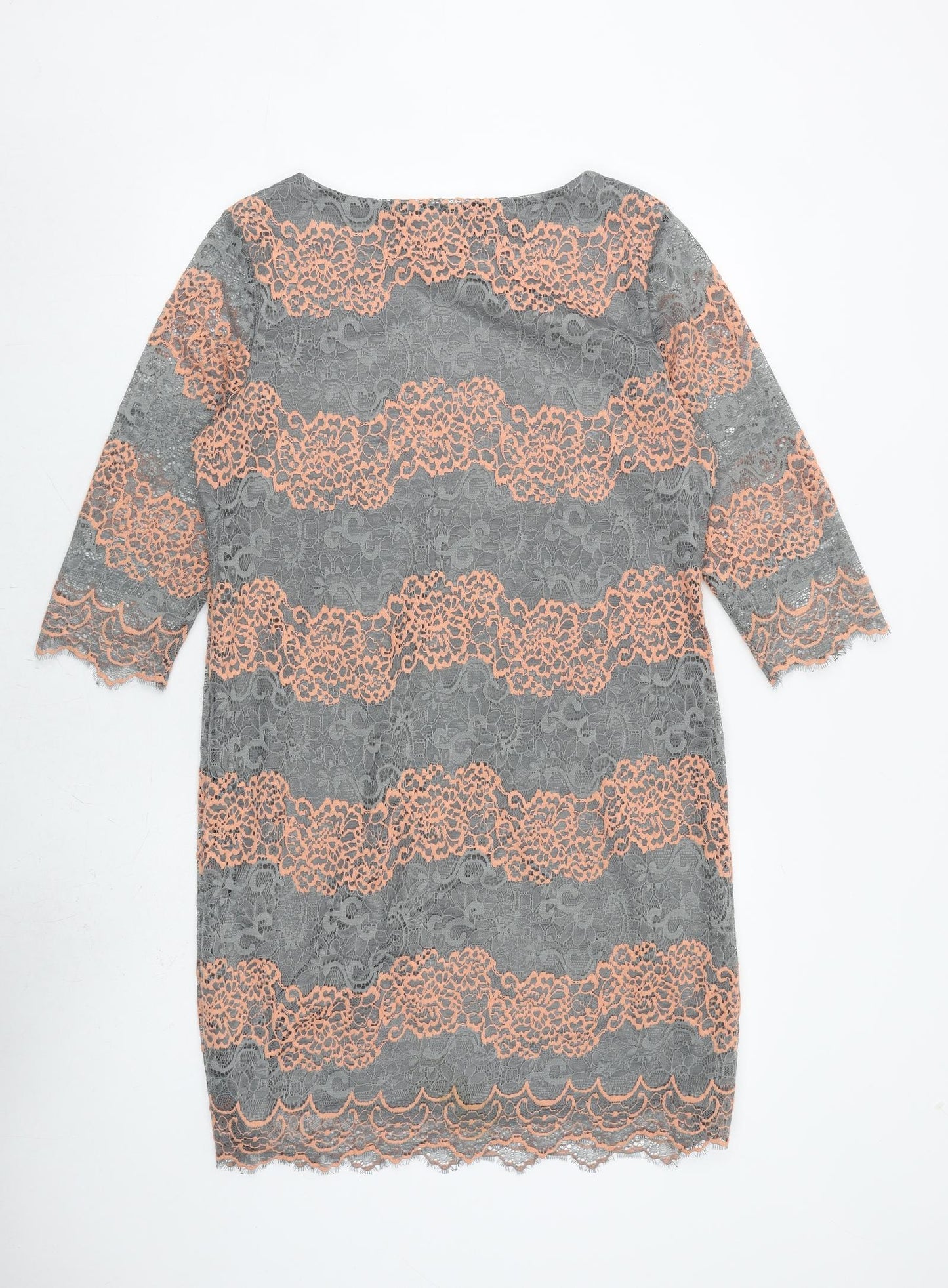 Per Una Womens Grey Geometric Polyester A-Line Size 14 Round Neck Pullover