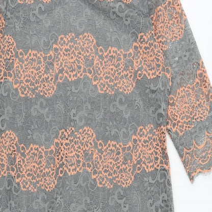 Per Una Womens Grey Geometric Polyester A-Line Size 14 Round Neck Pullover