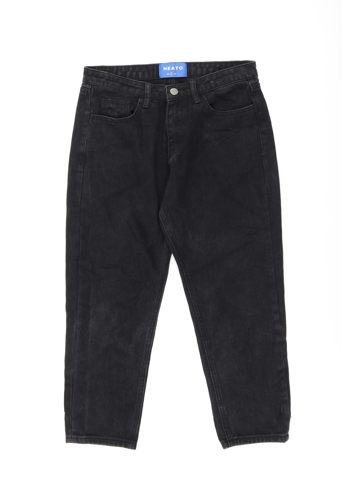 NEATO Womens Black Cotton Mom Jeans Size S L22 in Regular Zip
