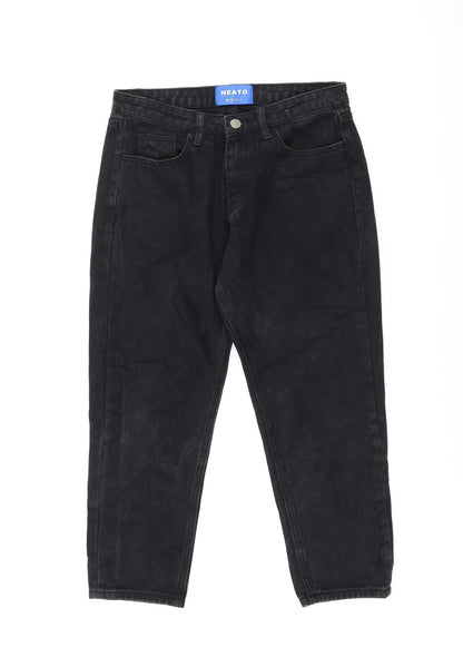 NEATO Womens Black Cotton Mom Jeans Size S L22 in Regular Zip