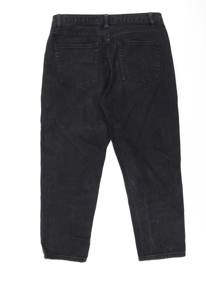 NEATO Womens Black Cotton Mom Jeans Size S L22 in Regular Zip