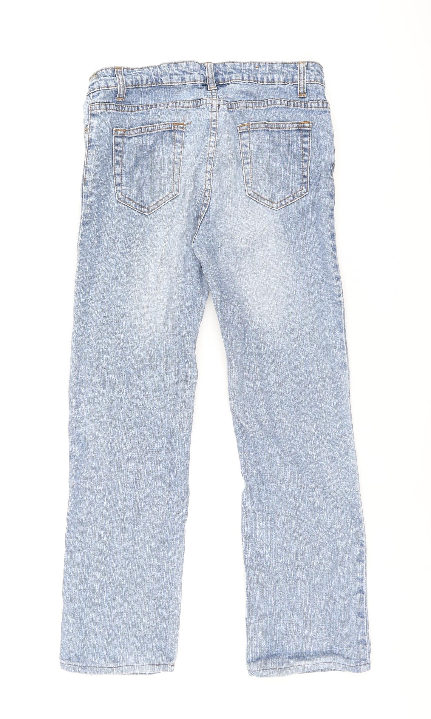 Denim & Co. Womens Blue Cotton Straight Jeans Size 12 L24.5 in Regular Zip