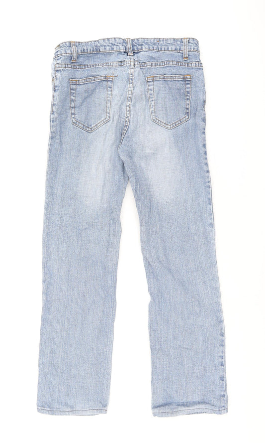 Denim & Co. Womens Blue Cotton Straight Jeans Size 12 L24.5 in Regular Zip