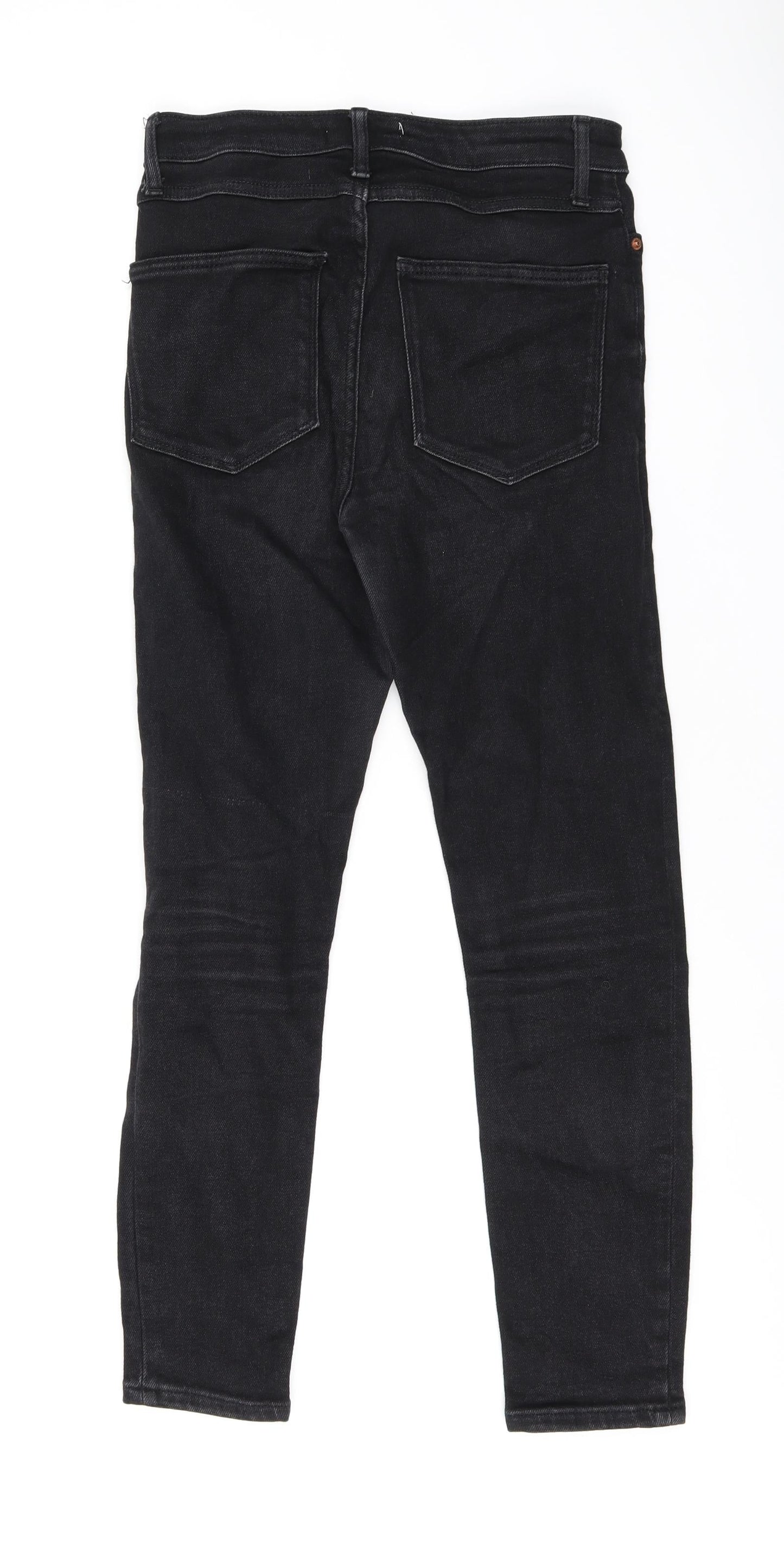 Zara Womens Black Cotton Skinny Jeans Size 10 L25.5 in Regular Zip