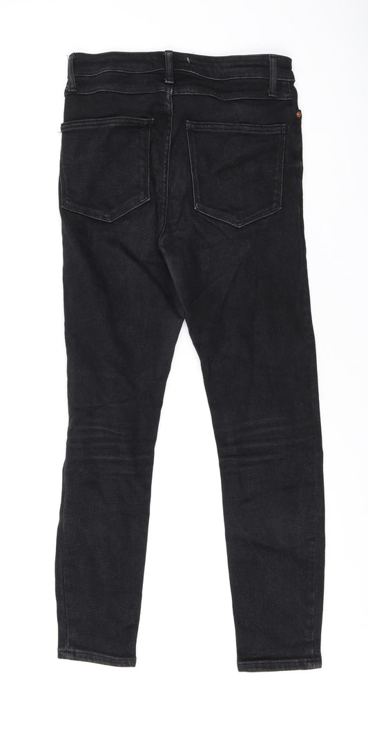 Zara Womens Black Cotton Skinny Jeans Size 10 L25.5 in Regular Zip