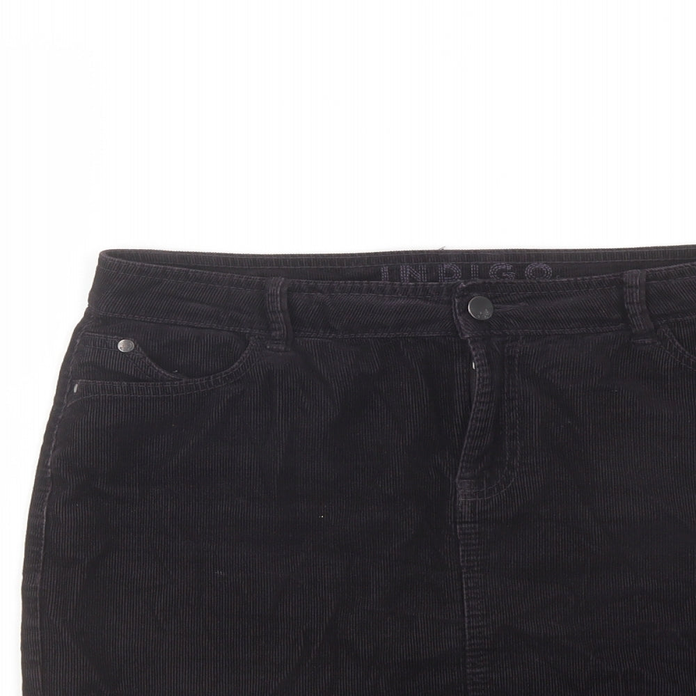 Indigo Womens Purple Cotton A-Line Skirt Size 10 Button