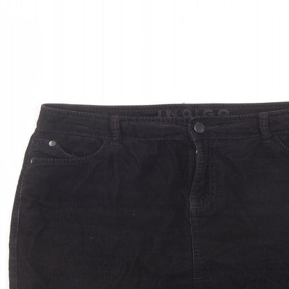 Indigo Womens Purple Cotton A-Line Skirt Size 10 Button