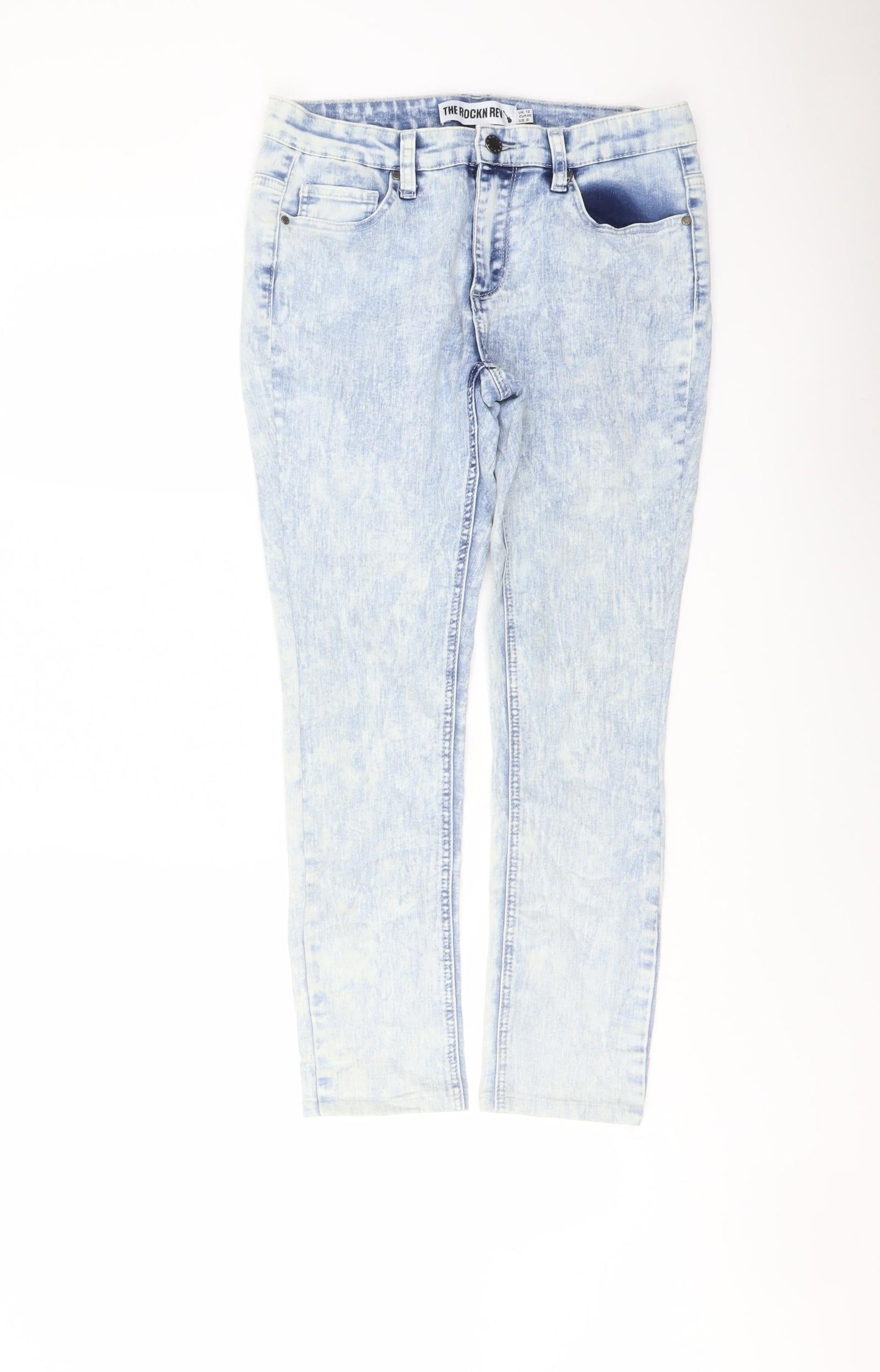 Womens UK Size 12 The Rockn Rev Regular Fit Skinny Blue Jeans