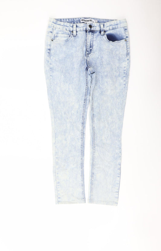 Womens UK Size 12 The Rockn Rev Regular Fit Skinny Blue Jeans