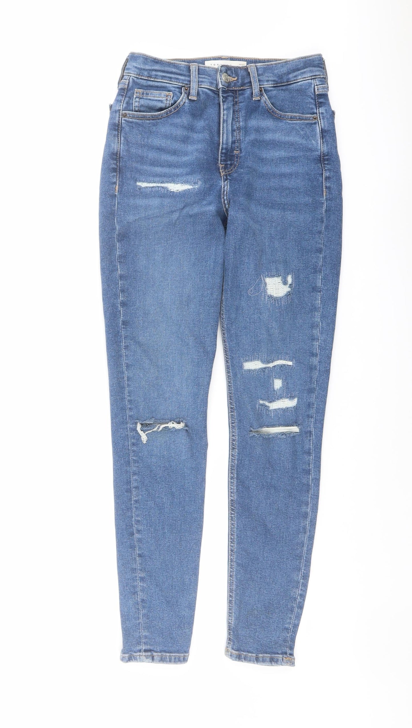 Topshop Womens Blue Cotton Skinny Jeans Size 26 in L32 in Regular Button