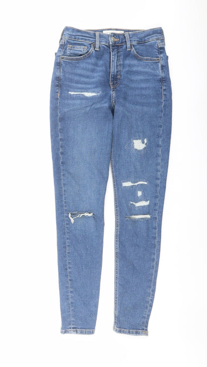 Topshop Womens Blue Cotton Skinny Jeans Size 26 in L32 in Regular Button