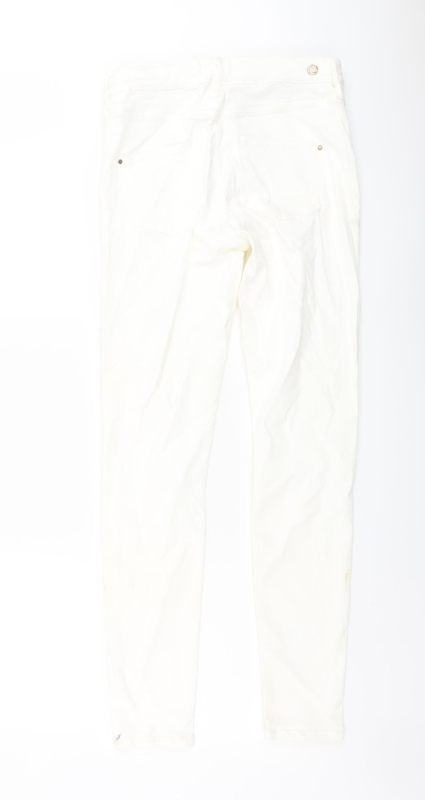 River Island Womens Ivory Cotton Skinny Jeans Size 12 L28 in Regular Button
