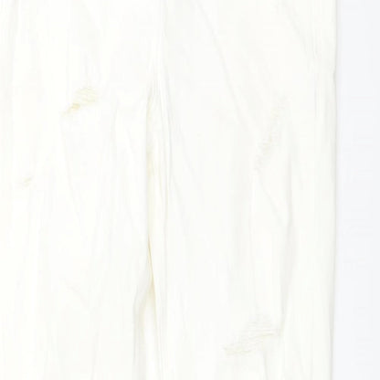 River Island Womens Ivory Cotton Skinny Jeans Size 12 L28 in Regular Button