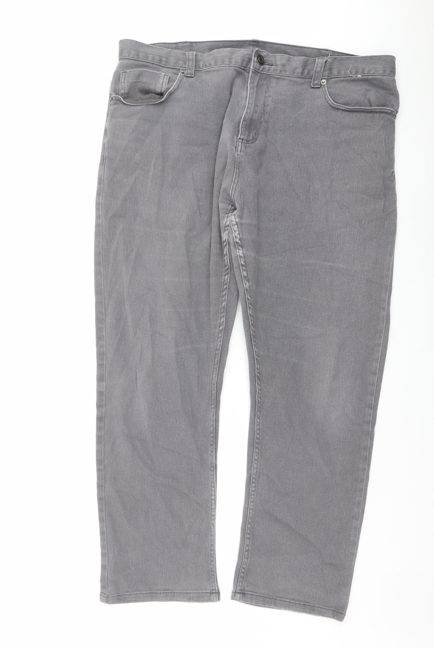 Denim & Co. Mens Grey Cotton Straight Jeans Size 38 in L30 in Regular Button