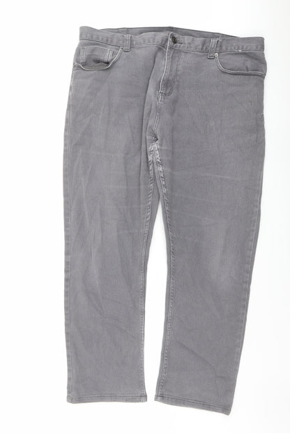 Denim & Co. Mens Grey Cotton Straight Jeans Size 38 in L30 in Regular Button