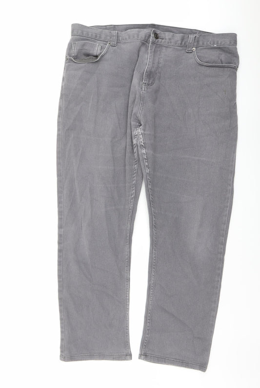 Denim & Co. Mens Grey Cotton Straight Jeans Size 38 in L30 in Regular Button