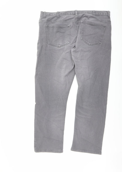 Denim & Co. Mens Grey Cotton Straight Jeans Size 38 in L30 in Regular Button