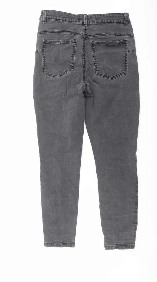 Denim & Co. Womens Grey Cotton Skinny Jeans Size 14 L26 in Regular Button