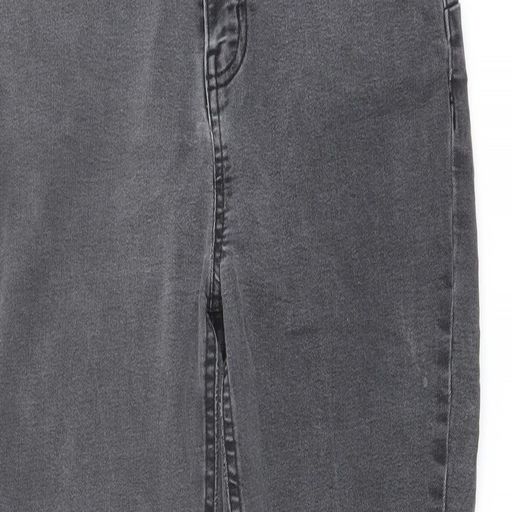 Denim & Co. Womens Grey Cotton Skinny Jeans Size 14 L26 in Regular Button