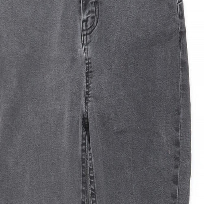 Denim & Co. Womens Grey Cotton Skinny Jeans Size 14 L26 in Regular Button