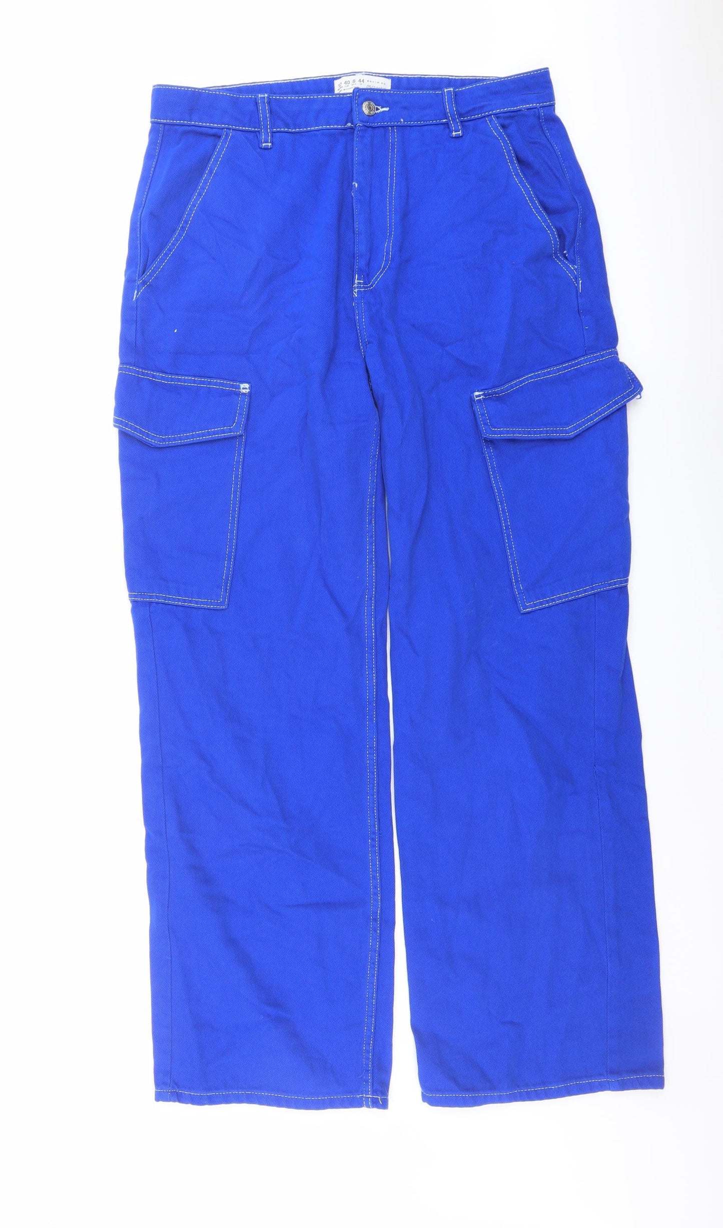 Denim & Co. Womens Blue Cotton Straight Jeans Size 12 L30 in Regular Button