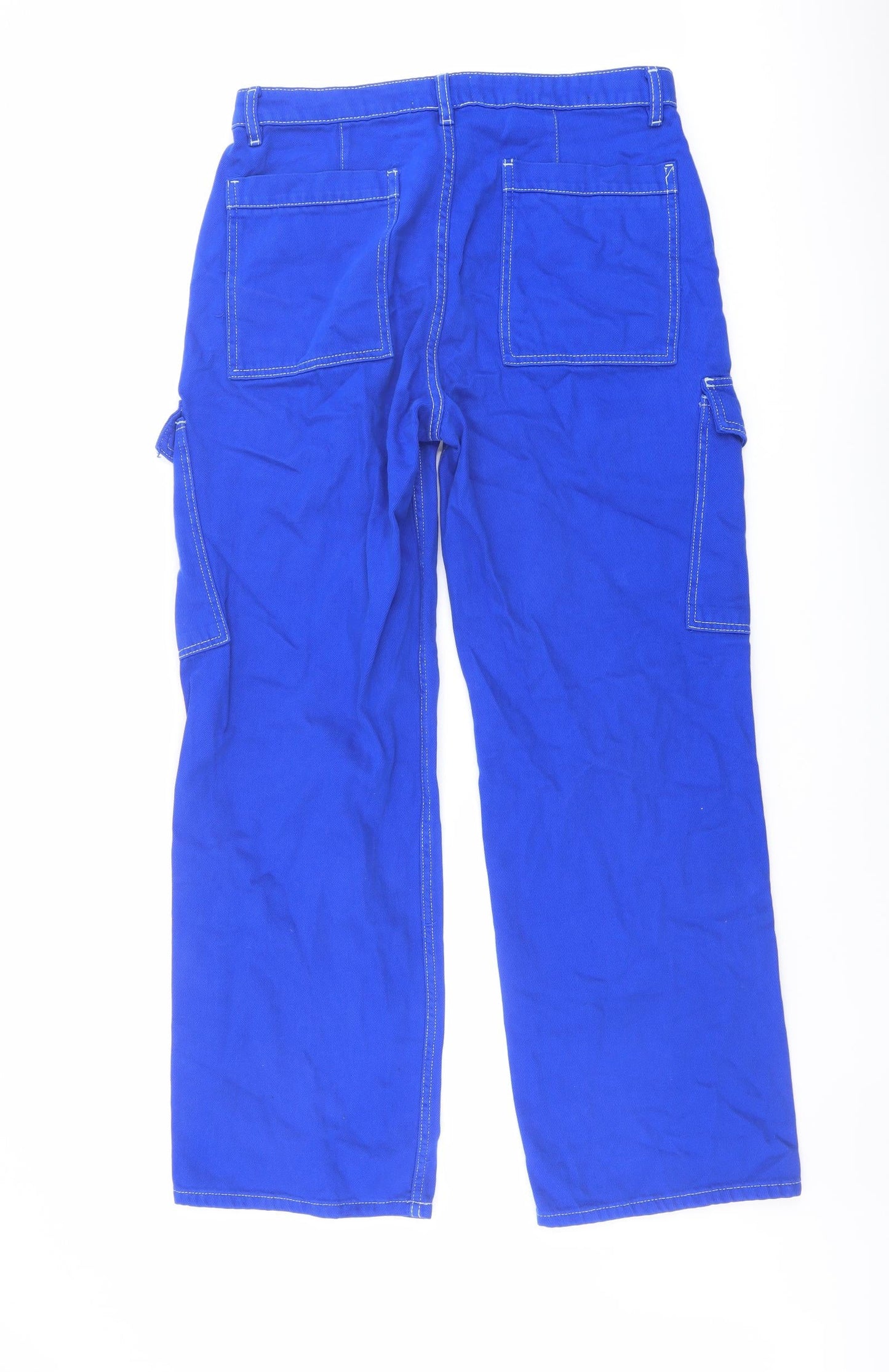 Denim & Co. Womens Blue Cotton Straight Jeans Size 12 L30 in Regular Button