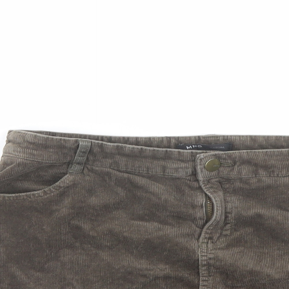 Mango Womens Brown Cotton A-Line Skirt Size 12 Button