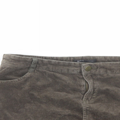 Mango Womens Brown Cotton A-Line Skirt Size 12 Button